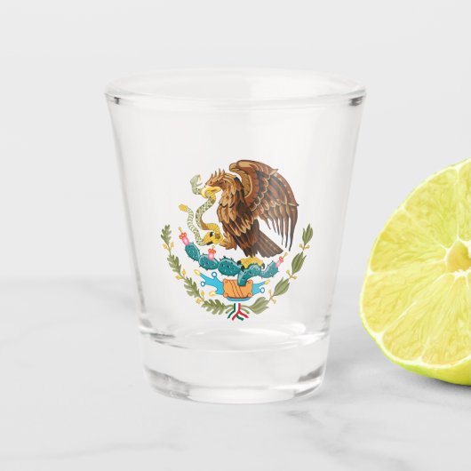 Munt van Wapens Mexico - Vlag van Mexico Shot Glas (Voorkant)