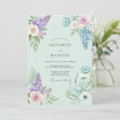 Munt Violet Boeket Eucalyptus Bruiloft Kaart (Staand voorkant)