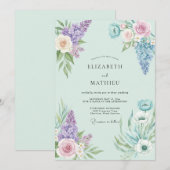 Munt Violet Boeket Eucalyptus Bruiloft Kaart (Voorkant / Achterkant)