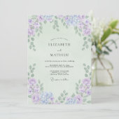 Munt Violet Loofwerk Eucalyptus Bruiloft Kaart (Staand voorkant)