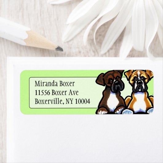 Munt voor Fawn en Dark Brindle Boxer Studio Etiket (Insitu)