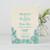 Munt voor Vrijgezellenfeest Brunch & Bubble Succul Kaart (Staand voorkant)