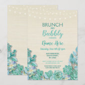 Munt voor Vrijgezellenfeest Brunch & Bubble Succul Kaart (Voorkant / Achterkant)