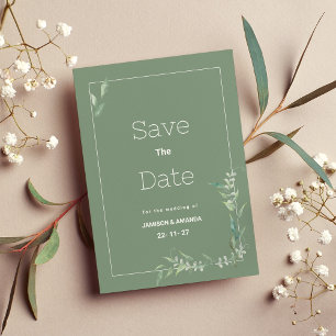 Munt waterverf botanische groen Save The Date Kaart