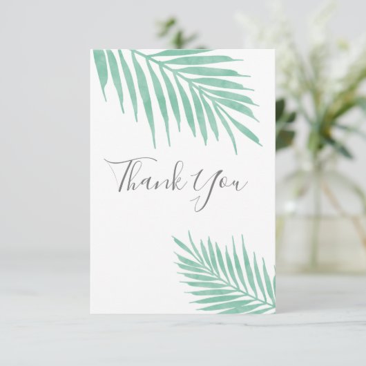 Munt Waterverf Palmfronten Bedankkaart (Staand voorkant)