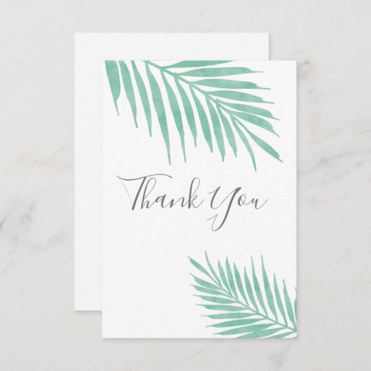 Munt Waterverf Palmfronten Bedankkaart (Voorkant / Achterkant)