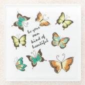 Munt Wees je eigen mooie vlinders Glazen Onderzetter (Voorkant)