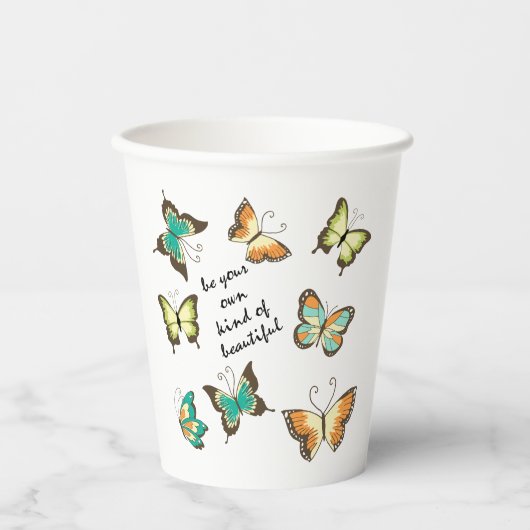 Munt Wees je eigen mooie vlinders Papieren Bekers (Voorkant)