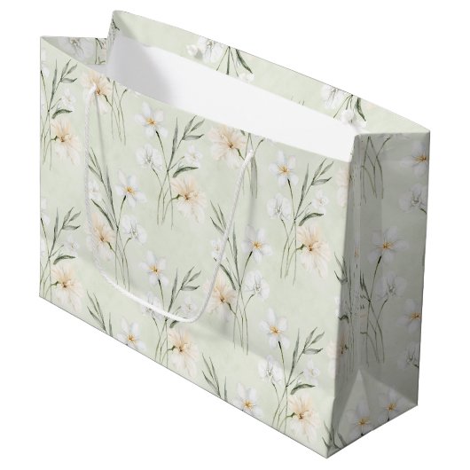 Munt Wit Crème Hibiscus Bloem Bruiloft Groot Cadeauzakje (Voorkant Gekanteld)