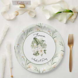 Munt Wit Crème Hibiscus Orchidee Bloem Bruiloft Papieren Bordje