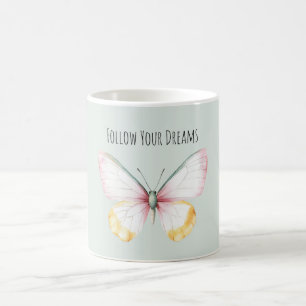 Munt Wit Geel Roze Teal Vlinder Koffiemok