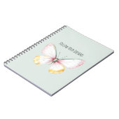Munt Wit Geel Roze Teal Vlinder Notitieboek (Linkerzijde)