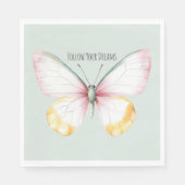 Munt Wit Geel Roze Teal Vlinder Servet (Voorkant)