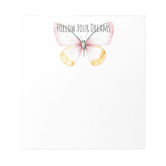 Munt Wit Geel Roze Turquoise Vlinder Notitieblok (Voorkant)