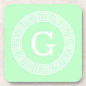 Munt Wit Grieks Sleutel RND Lijst Initiaal monogra Drankjes Onderzetter (Voorkant)