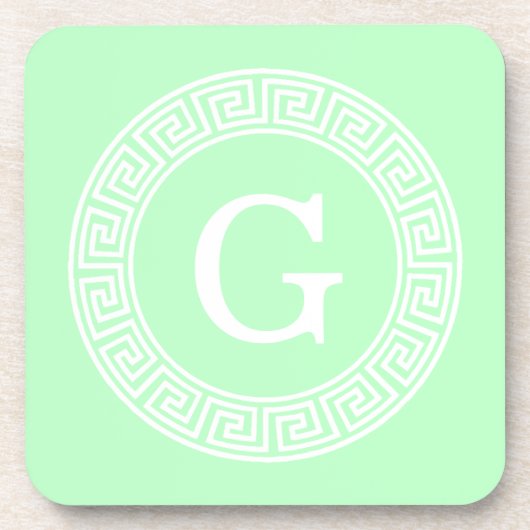 Munt Wit Grieks Sleutel RND Lijst Initiaal monogra Drankjes Onderzetter (Voorkant)