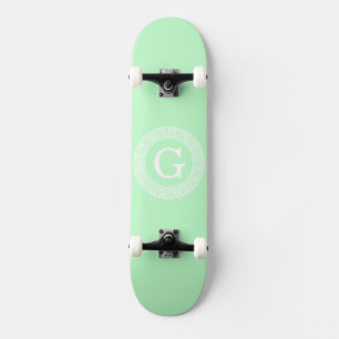 Munt Wit Grieks Sleutel RND Lijst Initiaal monogra Persoonlijk Skateboard