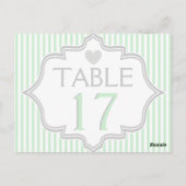 Munt, wit, grijze strepen trouwtafel nummer briefkaart (Achterkant)