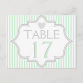 Munt, wit, grijze strepen trouwtafel nummer briefkaart (Voorkant)