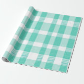 Munt Wit Verse Zomerbries Geruite Patroon Cadeaupapier (Uitgerold)