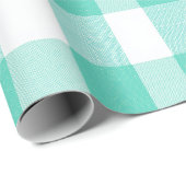 Munt Wit Verse Zomerbries Geruite Patroon Cadeaupapier (Rol Hoek)