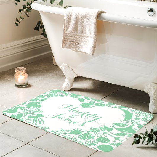 Munt & Wit Zee Wezens Koppels Hart Monogram Badmat