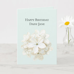 Munt Witte Bloemen Verjaardag Kaart