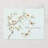 Munt Witte Bloemen Vlinders   Briefkaart (Voorkant)