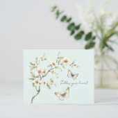 Munt Witte Bloemen Vlinders   Briefkaart (Staand voorkant)