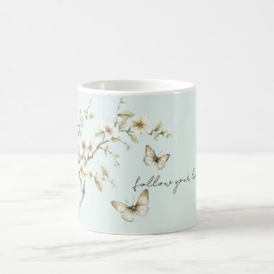 Munt Witte Bloemen Vlinders Bruids Bruiloft Koffiemok