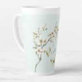Munt Witte Bloemen Vlinders  Latte Mok (Linkerhoek)