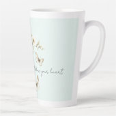Munt Witte Bloemen Vlinders  Latte Mok (Rechts)