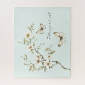 Munt Witte Bloemen Vlinders   Legpuzzel (Verticaal)