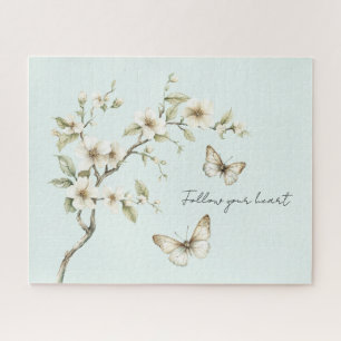 Munt Witte Bloemen Vlinders   Legpuzzel