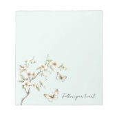 Munt Witte Bloemen Vlinders Notitieblok (Voorkant)