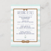 Munt & Witte nautische knoop bruiloft details Informatiekaartje (Voorkant)