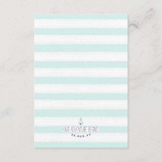 Munt & Witte nautische knoop bruiloft details Informatiekaartje (Achterkant)