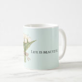 Munt witte tulp bloemen koffiemok (Voorkant rechts)