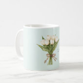 Munt witte tulp bloemen koffiemok (Voorkant links)