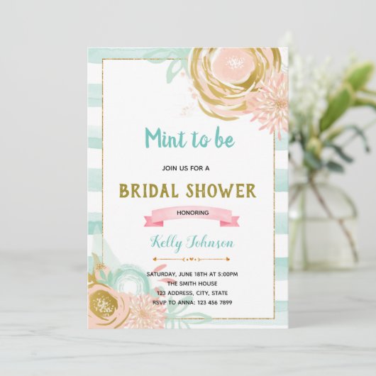 Munt wordt bruids douche uitnodiging (Staand voorkant)