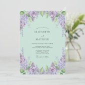Munt Zachte Lila Wisteria Bruiloft Kaart (Staand voorkant)