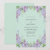 Munt Zachte Lila Wisteria Bruiloft Kaart (Voorkant / Achterkant)