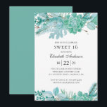 Munt zoet 16. Waterverf vetplanten 16e verjaardag Kaart<br><div class="desc">Mint Sweet 16 verjaardagsuitnodiging met waterverf vetplanten. Contacteer me,  alstublieft,  als u extra punten nodig hebt.</div>