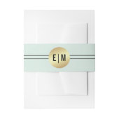 Munt | Zwart | Gouden monogram bruiloft Uitnodigingen Wikkel (Voorkant Voorbeeld)