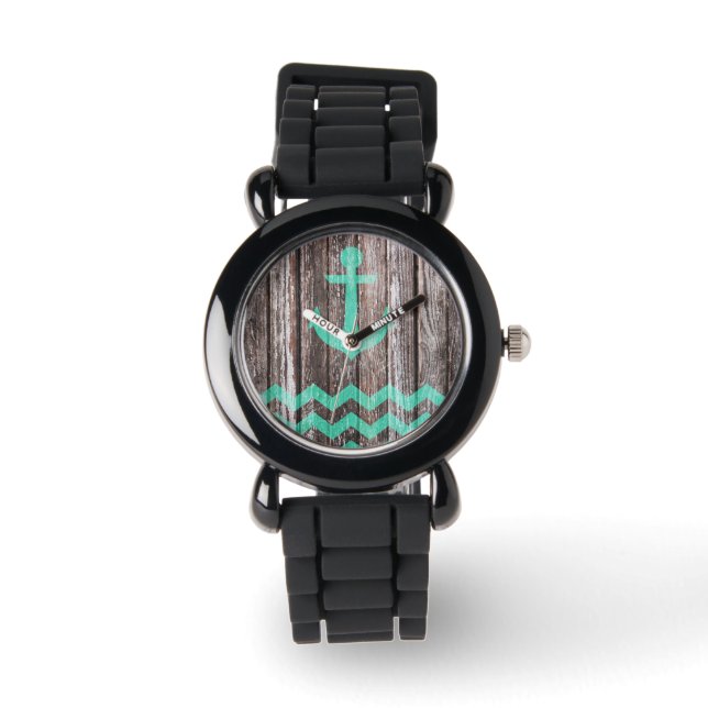 Muntanker op oud hout horloge (Voorkant)