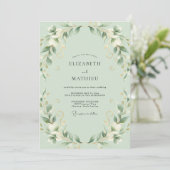 Muntblad Eucalyptus Bruiloft Kaart (Staand voorkant)