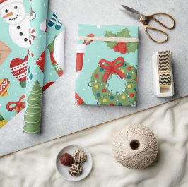 Muntblauwe Kerstman Kerstmuts Kerstverpakkings Pap Cadeaupapier