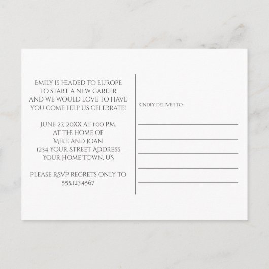 Muntbloemen en Scooter Vaarwel Feest Uitnodiging Briefkaart (Achterkant)