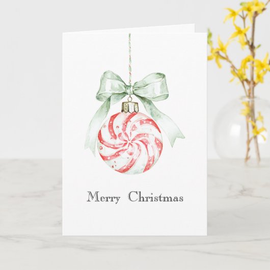 Muntboog Pepermunt Snoep Kerstmis   Kaart (Gele Bloem)