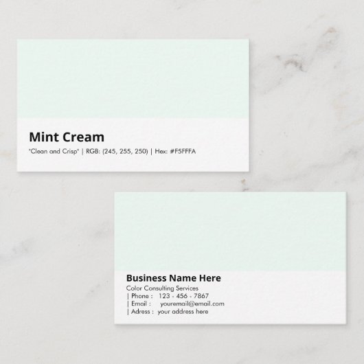muntcrème | "Schoon en scherp" Visitekaartje (Voorkant / Achterkant)